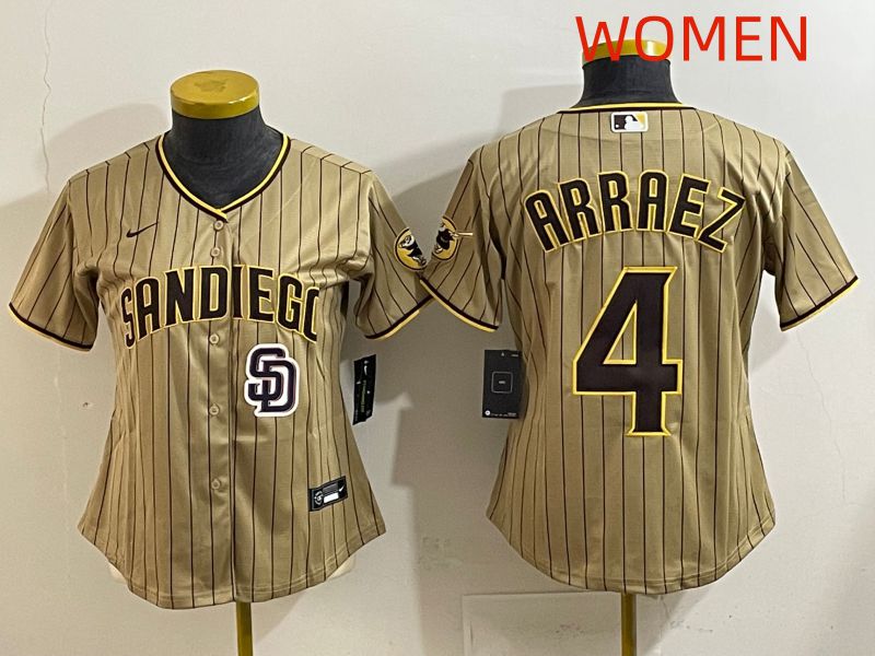 Women San Diego Padres #4 Arraez Brown Stripe Game 2025 Nike MLB Jersey style 8